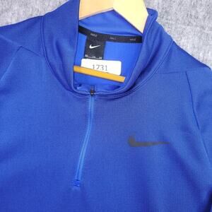 Nike Quarter zip‎ Men Size 2XL Therma Fit Men Pull Over Blue Long Sleeve Logo